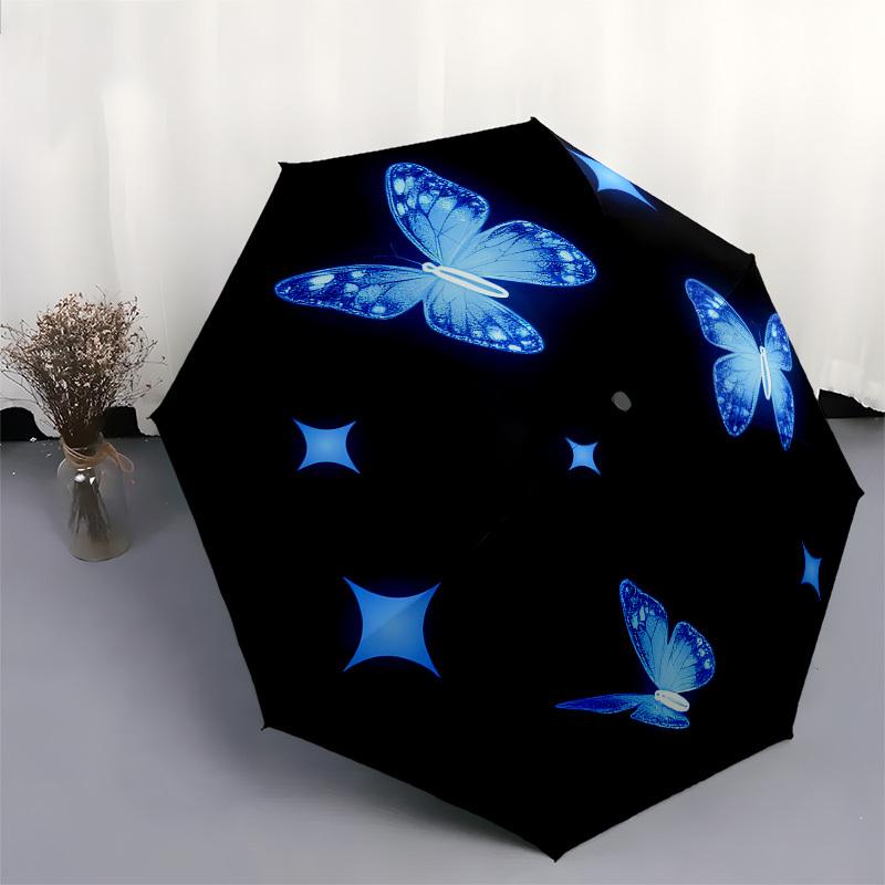 1pc Butterfly Stars Automatic Folding Umbrella, Heavy Duty 8 Rib Iron Frame,  Suitable for Travel, Daily Use, Birthday, Decor Gift  55