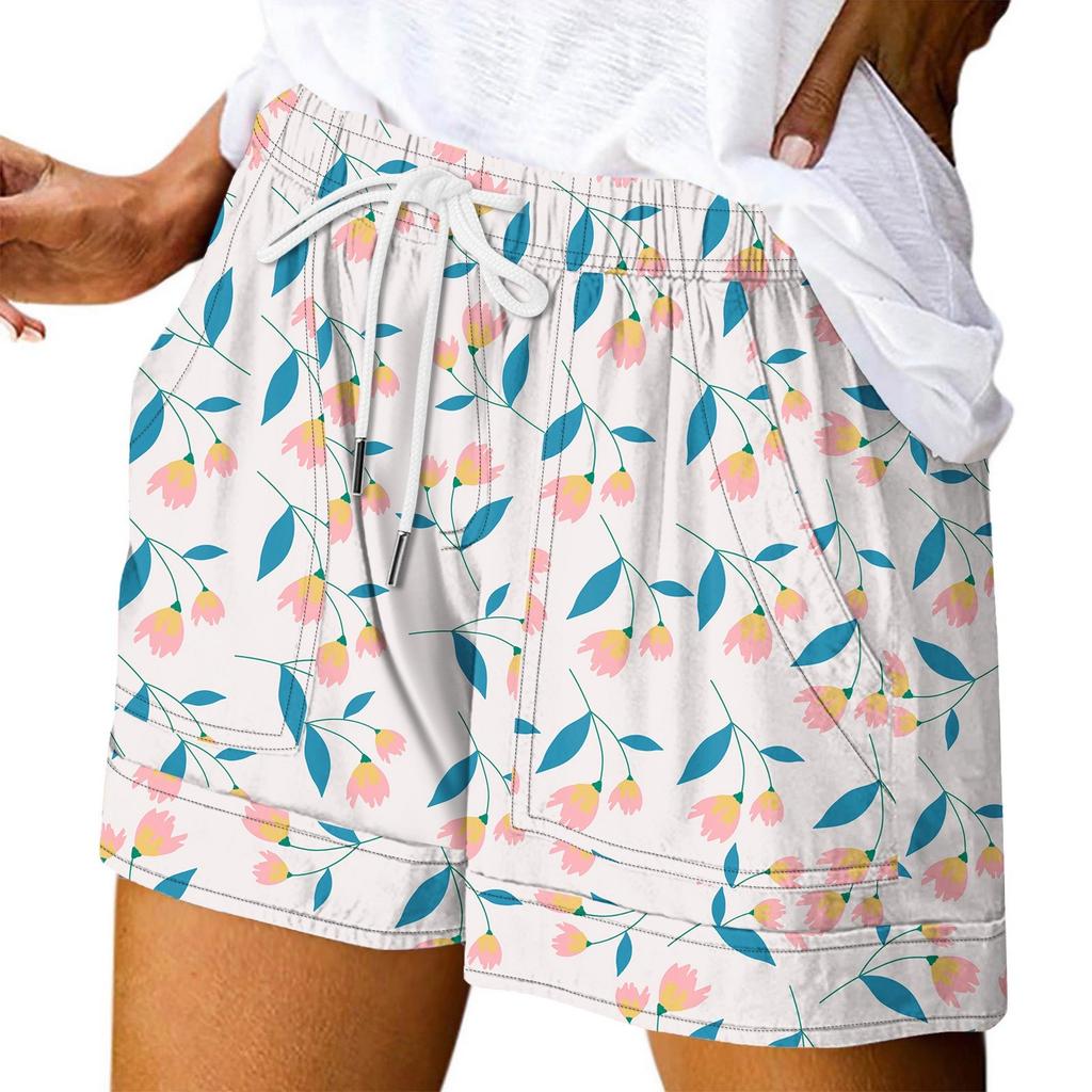 Damen Casual Sommer Elastische Strandshorts Print Casual Shorts