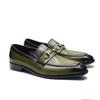 European Classic Mens Wedding Dress Shoes Genuine Leather Horsebit Loafer Shoes Green Casual Business Party Formal Shoes for Men