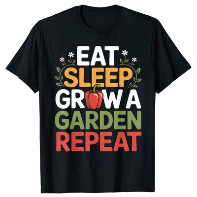 Funny Game Eat Sleep Grow A Garden Repeat Gamer Tshirts Unisex Print Tshirt Loose Oversized Streetwear Hip Hop Unisex T Shirt