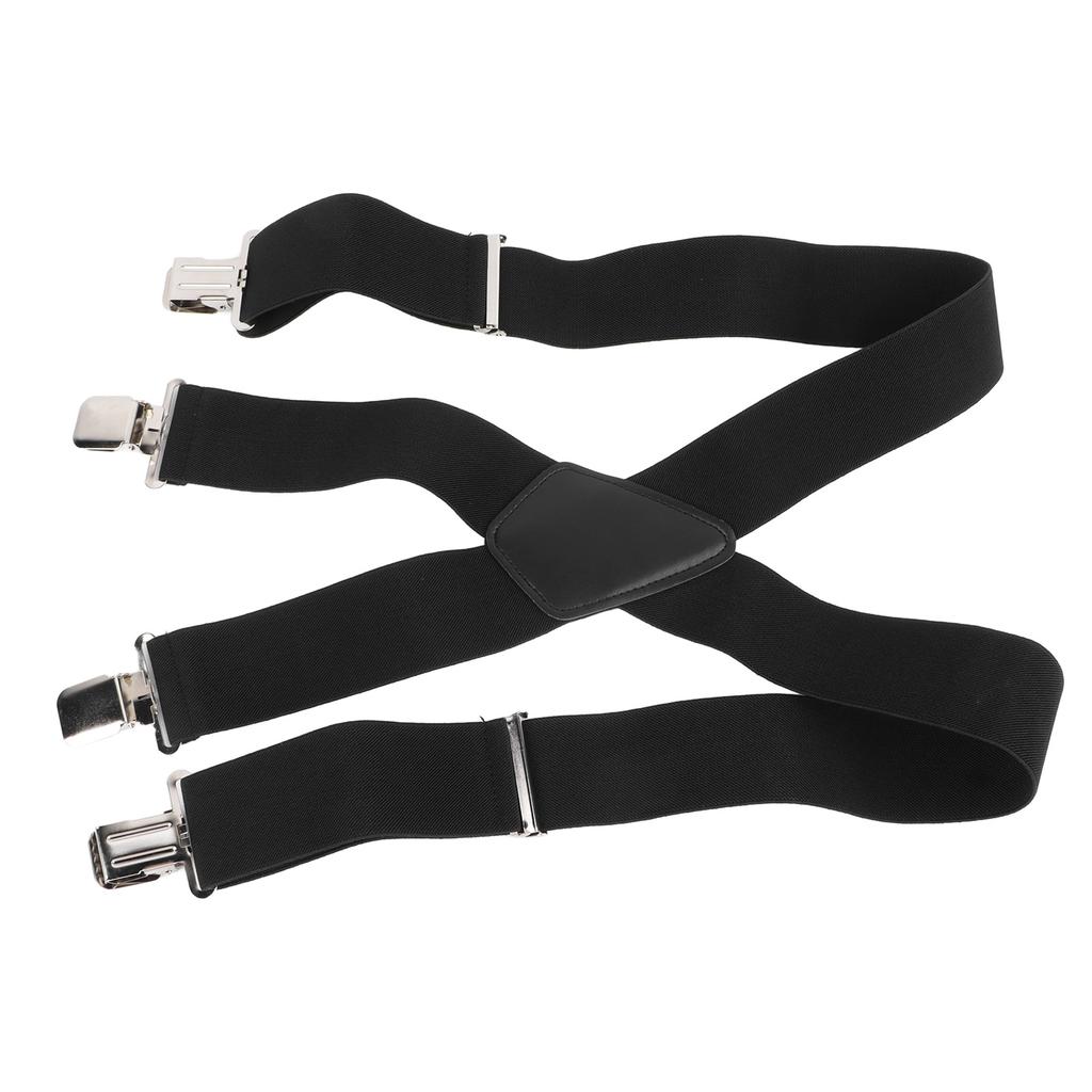 Men Suspenders 2in Wide Simple Black Strong Metal Fashionable Men Dress Suspenders for Business Wedding Party