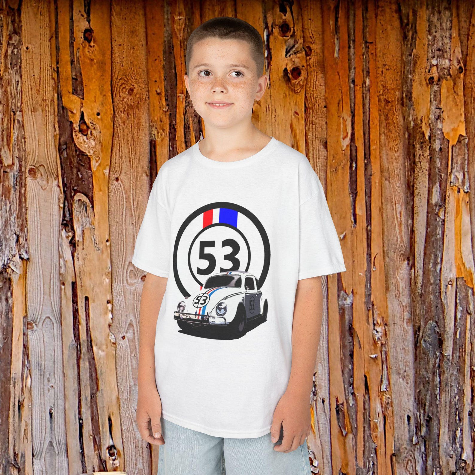 Herbie The Love Bug Movie Number 53 Logo Youth Short Sleeve Tee | Retro Movie Shirt M