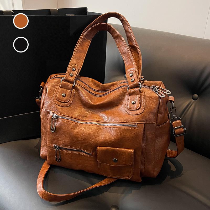 Shoulder Bag Women's Versatile Retro Multi-layer Bag Large Capacity Women's Bag Large Commuter Messenger Bag