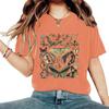 Women's Casual and Fashionable T-shirt with Butterfly Pattern Printed Round Neck and Short Sleeves