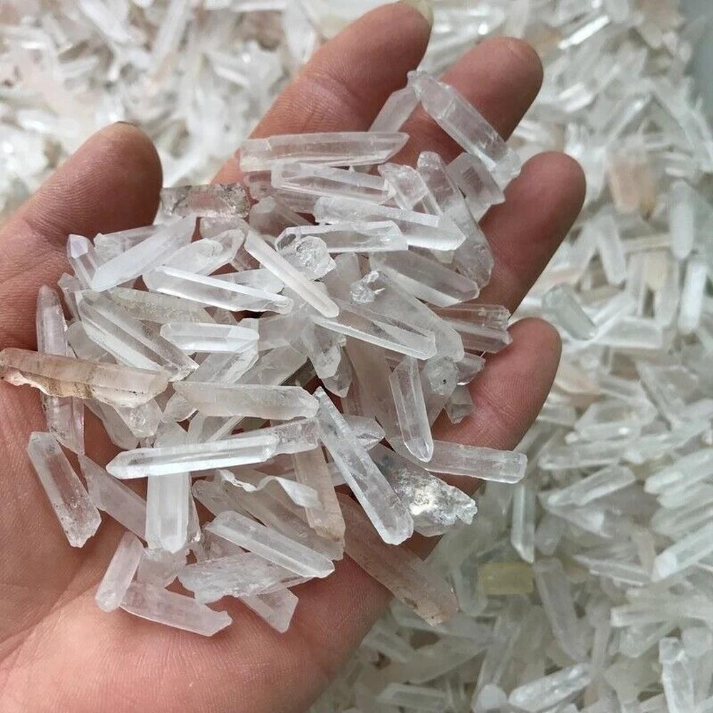 100% 100 g/torba Doğal Temizle Kuvars Şifa Kristal Noktası Değnek Enerji Taş Ham Kaya Mineral Örneği Ev Dekor