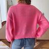 Women's V‑Neck Pearl Button Long Sleeve Knit Cardigan Loose Casual Cropped Sweater Jacket