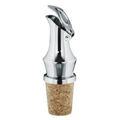 Bottle Pourer, Pour Spout - FROG, Metal Production with Valve and Natural Cork