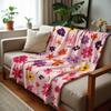 Oil Paint Scatter Flower Soft Flannel Blanket Breathable Warm Throw for Office Car Sofa Kids Room Birthday Xmas Gift