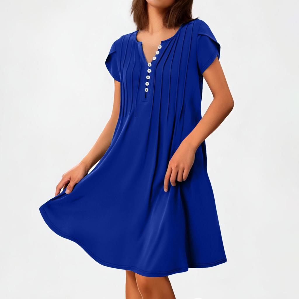 Damen T-Shirt Kleid Sommer Kurzarm Knielang Sommerkleider für Damen Elegant Lockeres Sommerkleid