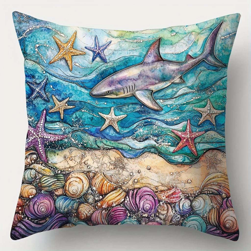 Fantasy Underwater World Decorative Pillowcase, Ultra-soft Polyester Material Living Room Sofa Back Car Pillowcase Decoration