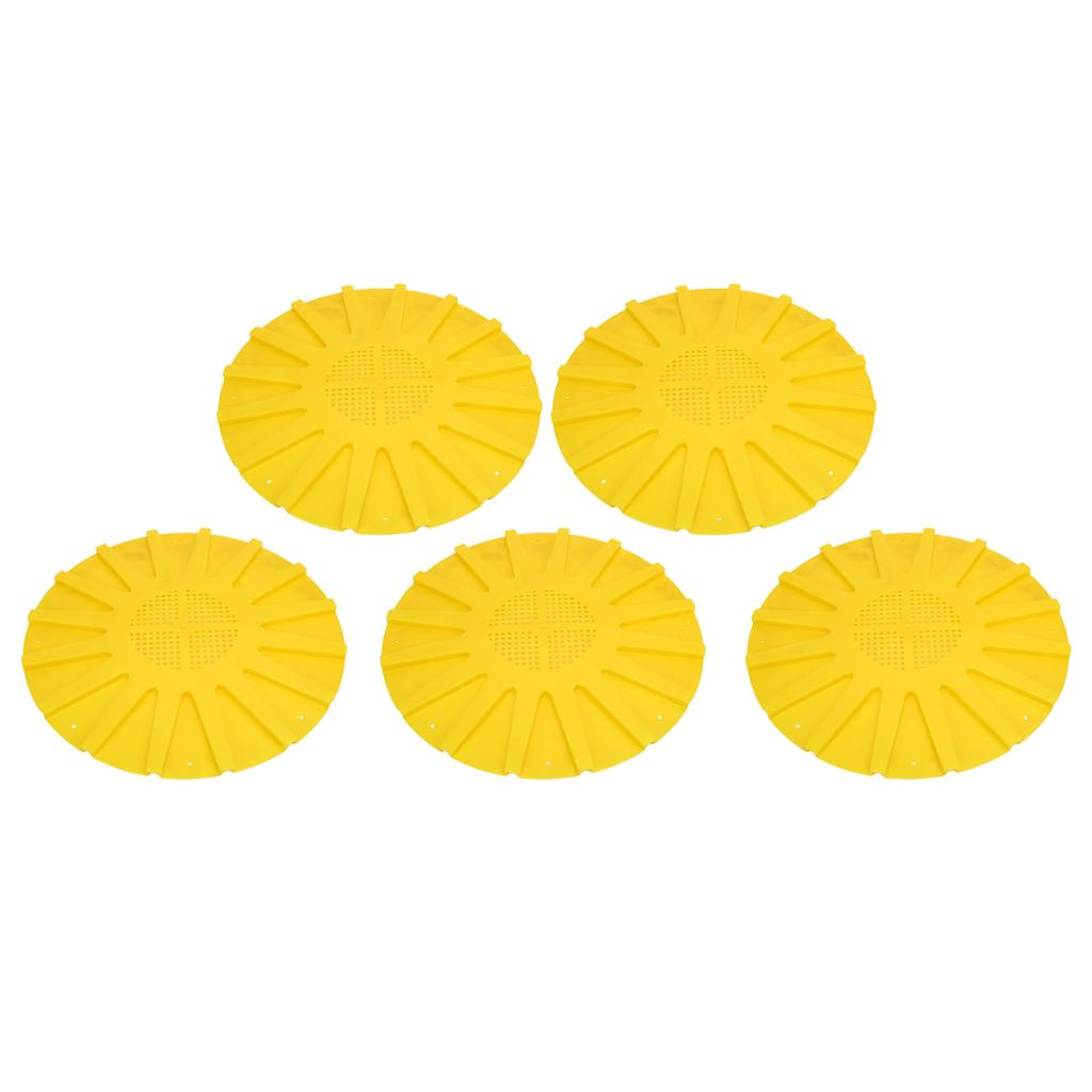 5pcs Beehive Door Exit Disc Plastic 16 Way Round Anti Running Escape Plate Beekeeping Tool 9.8x0.3in Yellow