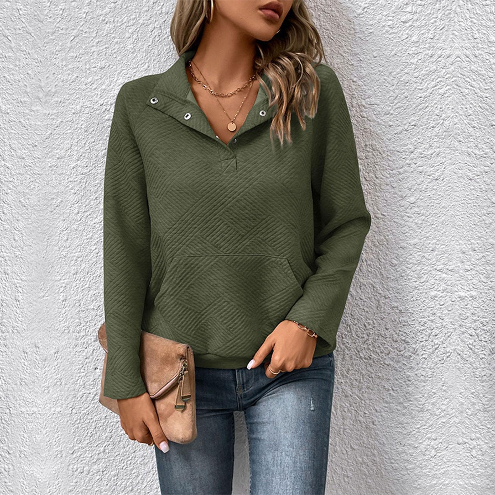 

Women s Casual Solid Color Slim Fit Sweater Textured Stand Collar Long Sleeve Top L армия зеленый