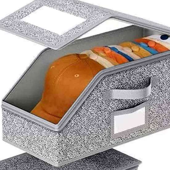 1/2Pcs Hat Storage Box Baseball Cap Organizer with Transparent Window Zipper Closure Dust-proof Stackable Hat Holder Box