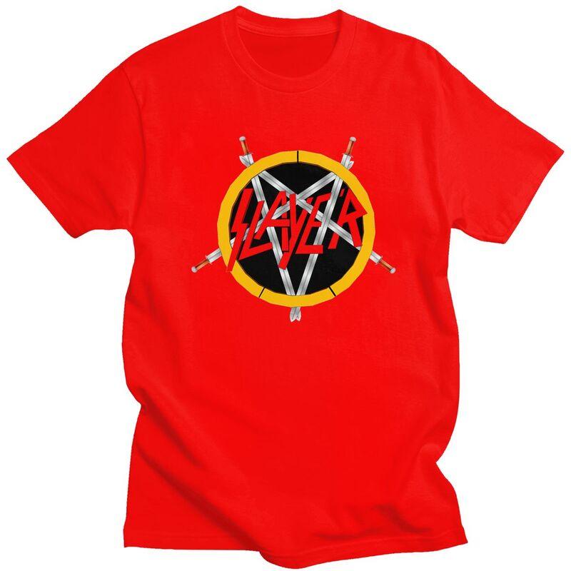 Custom Heavy Metal Rock Slayers Logo T Shirts Men ShortSleeve Tshirt Casual Tee 100 Cotton Oversized Tshirt Gift