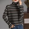 Turtleneck Casual Women's T-shirt Top Autumn and Winter New Inner Daily Thin Long-sleeved Striped Bottoming Shirt