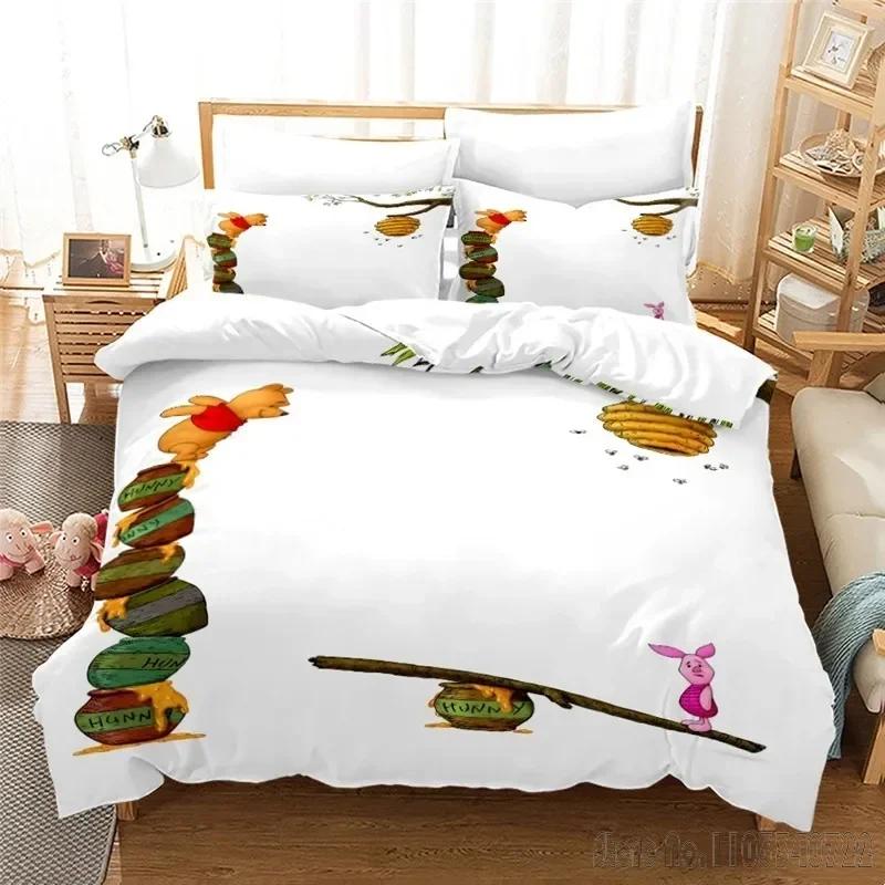 Winnie The Pooh Piglet Honey Pot Cartoon Duvet Cover Set HD Comforter Cover for Kids Bedding Sets Bedclothes Bedroom Decor