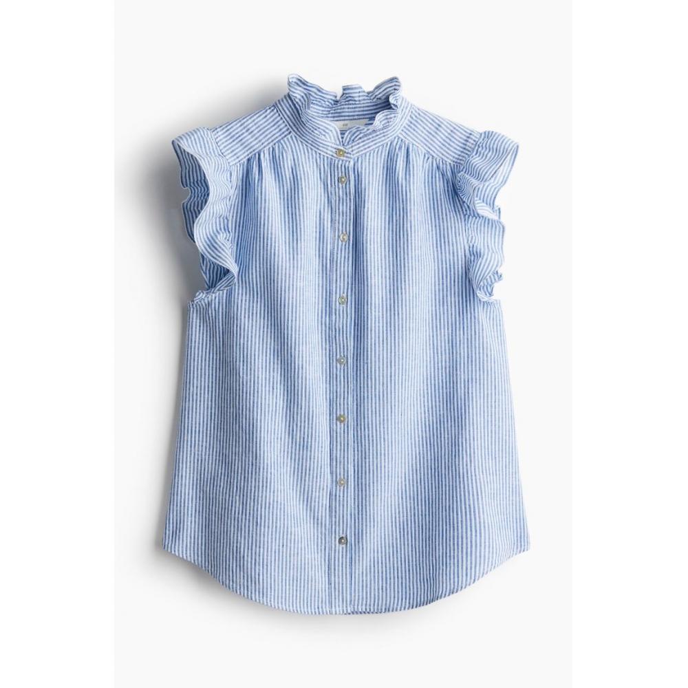 

Блузка из смесового льна HM синяя полоска