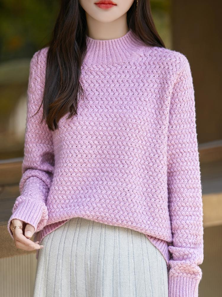 Pulover de damă din cașmir Qinghe cașmir 50% mătase 50% lână pulover din cașmir de toamnă și iarnă moale și calduroasă