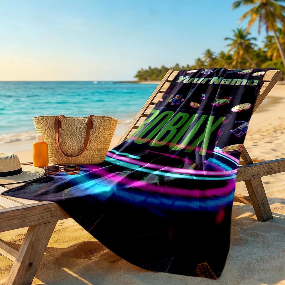 Roblox Customizable Name Beach Towel High Absorbency & Quick-Dry Suitable for Sports Travel Swimming Yoga Bathroom Beach And Pool