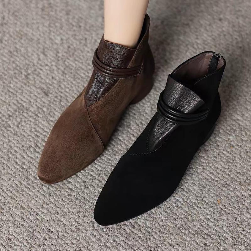 Elegant Women Ankle Boots New Heeled Shoes Suede Pointed Toe Boots 2025 Winter Trend Chunky Pumps Woman Botas Zapatos