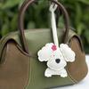 PU Leather Wavy-Eared Teddy Dog Bag Charm Adorable Puppy Purse Pendant Fashion Accessory for Backpack Handbag Decor