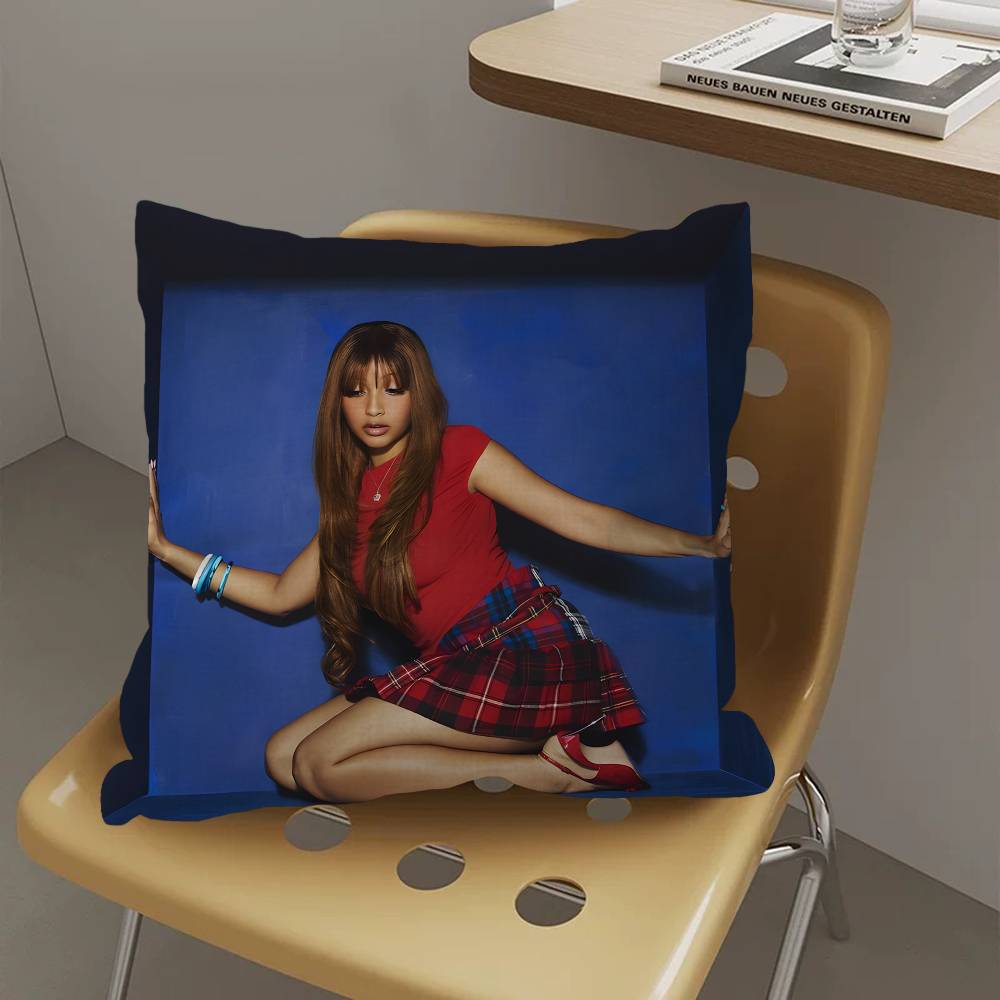 Singer Pink P-Pantheress Cushion Cover Polyester Sofa Cushions Decorative Throw Pillows Home Decoration Pillowcover