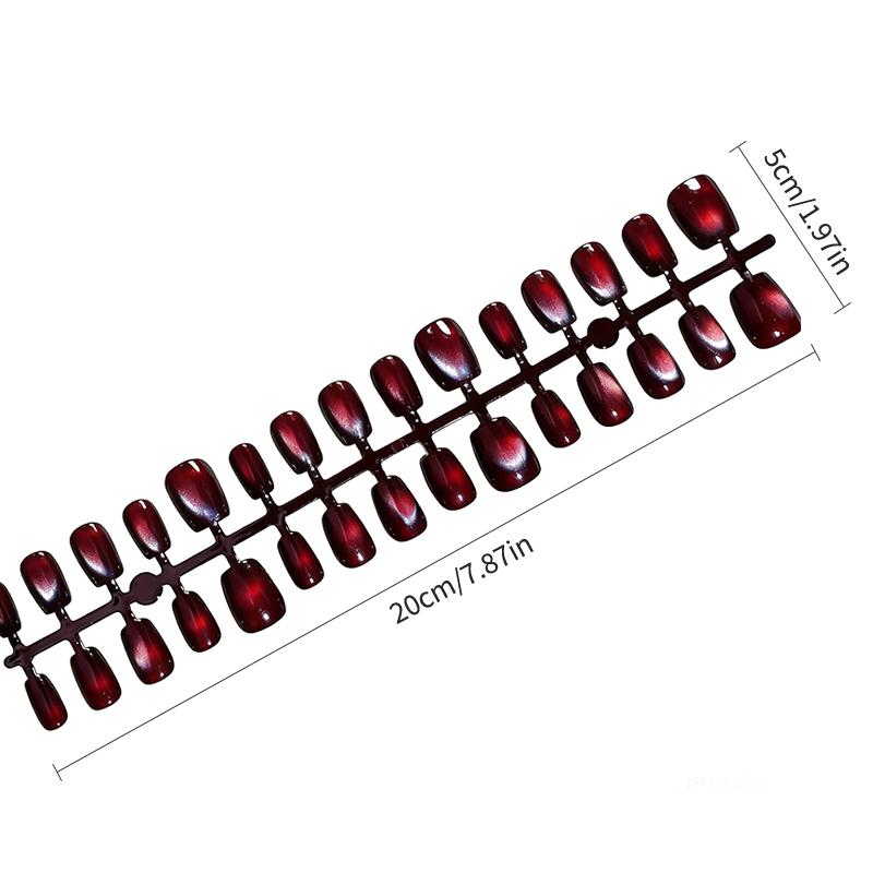 30PCS Press On Nails Short Almond Cat Eye Nail Tips DIY Instant Manicure Variety Elegant Colors for Office Daily Wear Women