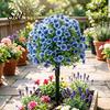 Realistic Fake Flower Stake Artificial Violet Topiary Trees with Spike UV Resistant Faux Shrubs No Watering Shrub Bushes Spring Summer Plants