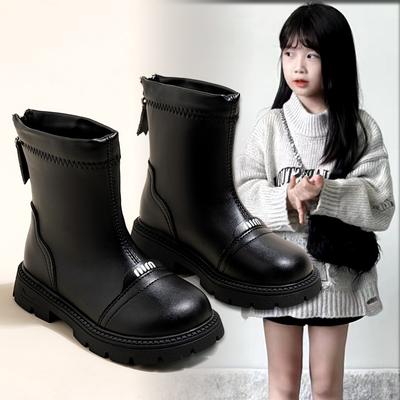 Dziewczęce Botki Jesień i Zima Nowy Styl Dziecięca Moda Botki Martin z Krótką Cholewką Pojedyncze Botki Botki Księżniczki Stylowe Dzieci w Średnim Wieku