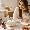 Large Double-Layer Pumpkin Snack Tray with Lid and 3 Compartments