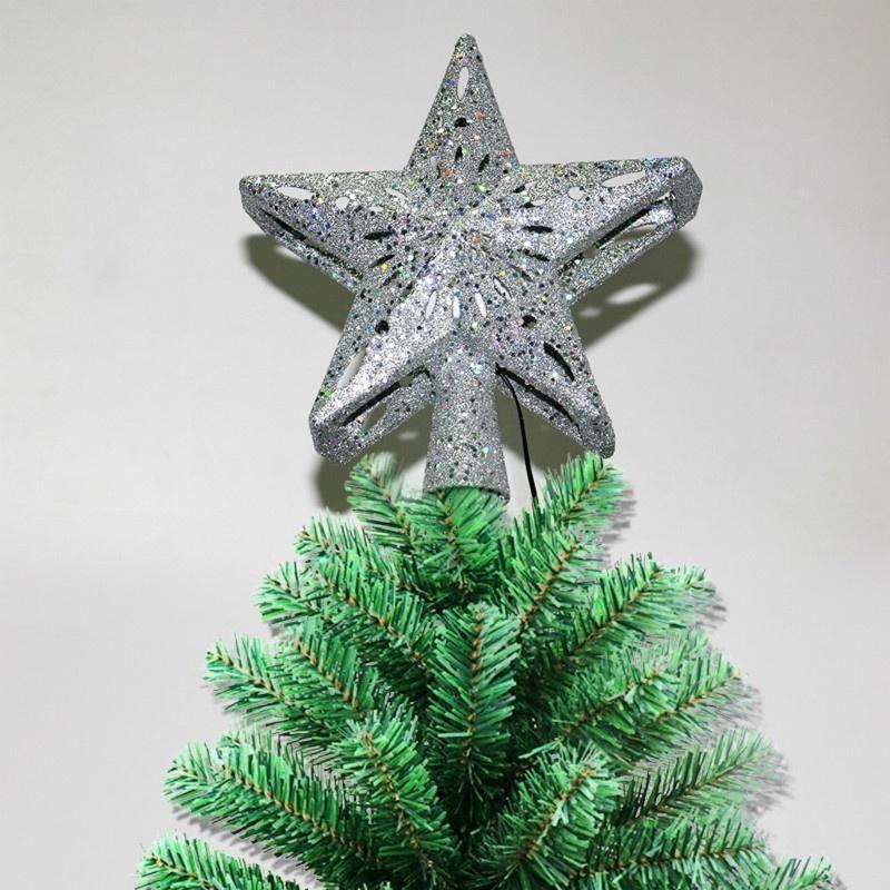 Christmas Tree Topper LED Snowflake Star Top Light Projection Lamp Light Gold Party Romantic Christmas Decorations for Home