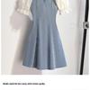 Damen One-Shoulder Puffärmel Denim Patchwork A-Linien Kleid - Sommer 2026 Taillenbetonend Schlanker Stil