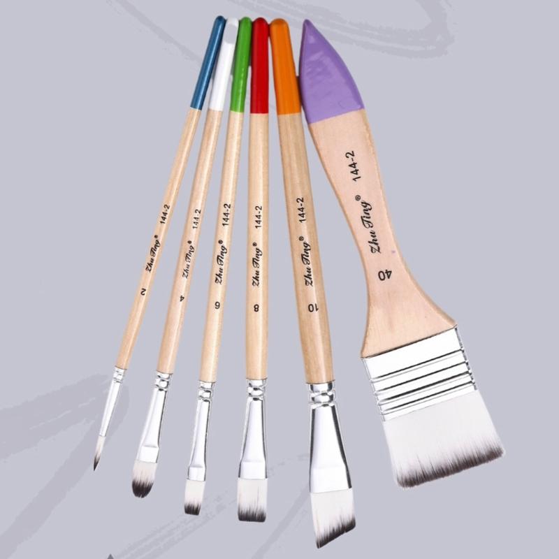 6 Pcs Acrylic Paint Brushes Set Nylon Hair Paint Brushes Watercolour Painting Brushes Art Paint Brush Drawing Supplies