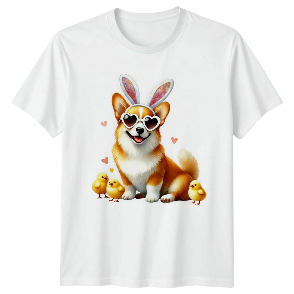 Corgi Dog Wearing Bunny Ears And TShirt Corgi Chick Dog Pet Easter Gift S