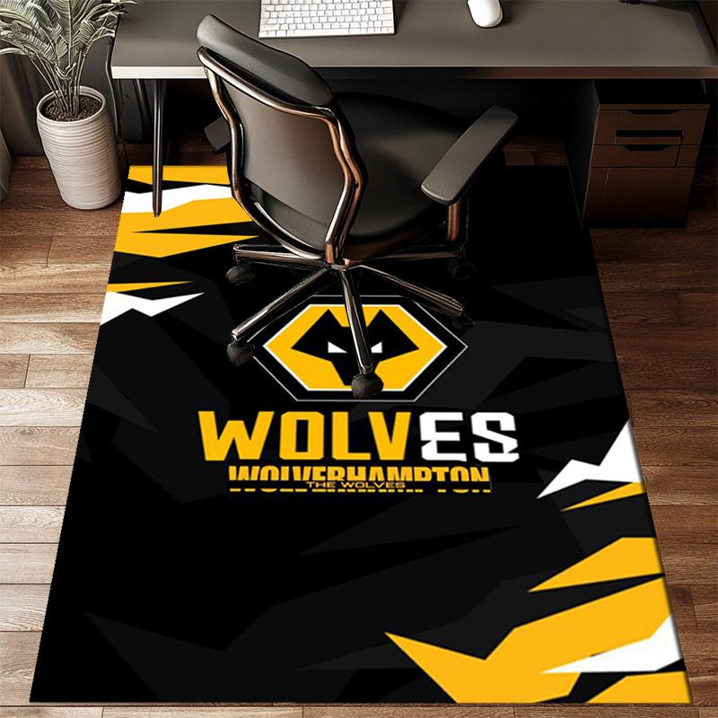 Wolves Football Club Emblem Printed Office Carpet Chair Cushion  Entryway Rug, Rugs for Living Room, Bedroom Christmas gifts