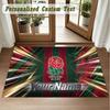 Crystal Velvet Square Rug Custom NameEngland Rugby Pattern Non Slip Home Floor Decor Rug