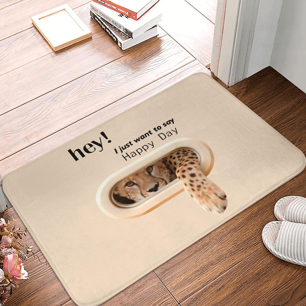Hey I Just Want to Say Happy Day Crocodile Pattren Front Door Mat Anti-Slip Indoor Doormat Garden Garage Entrance Rug Carpet