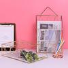 Storage Basket Nordic Metal Net Storage Basket Wall Hanging Portable Multifunction Rose Gold Storage Basket Desk Magazine Organi