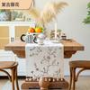 Minimalist Linen Cotton Embroidered Table Runner With Tassels Dining Decor Rustic Floral
