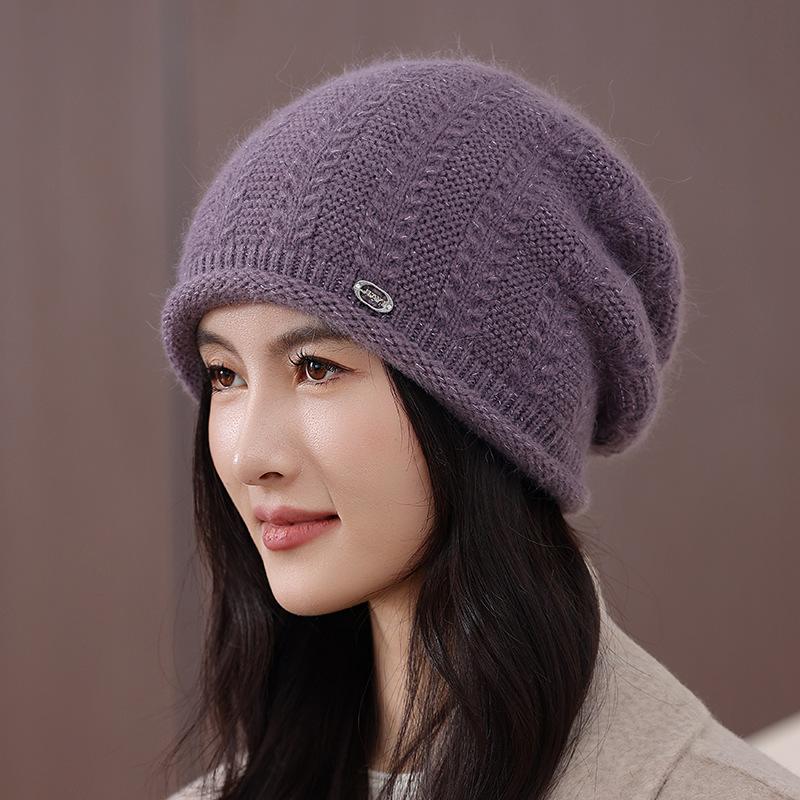 

Women s Autumn and Winter Warm Hat Cold-proof Wool Hat New Loose Knitted Hat one size