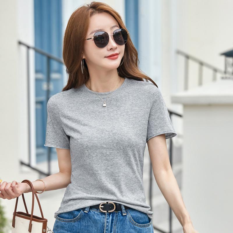 Summer Casual Loose New Solid Color T-Shirt for Women Short Sleeve Thin Internet Celebrity Hot Item