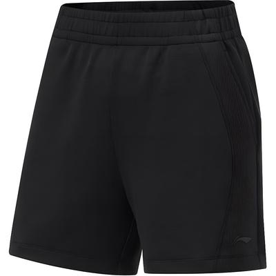 Li Ning Fitness Series Solid Color Casual Breathable Comfortable Knitted Sports Shorts Women Shorts Black AKSU016-2