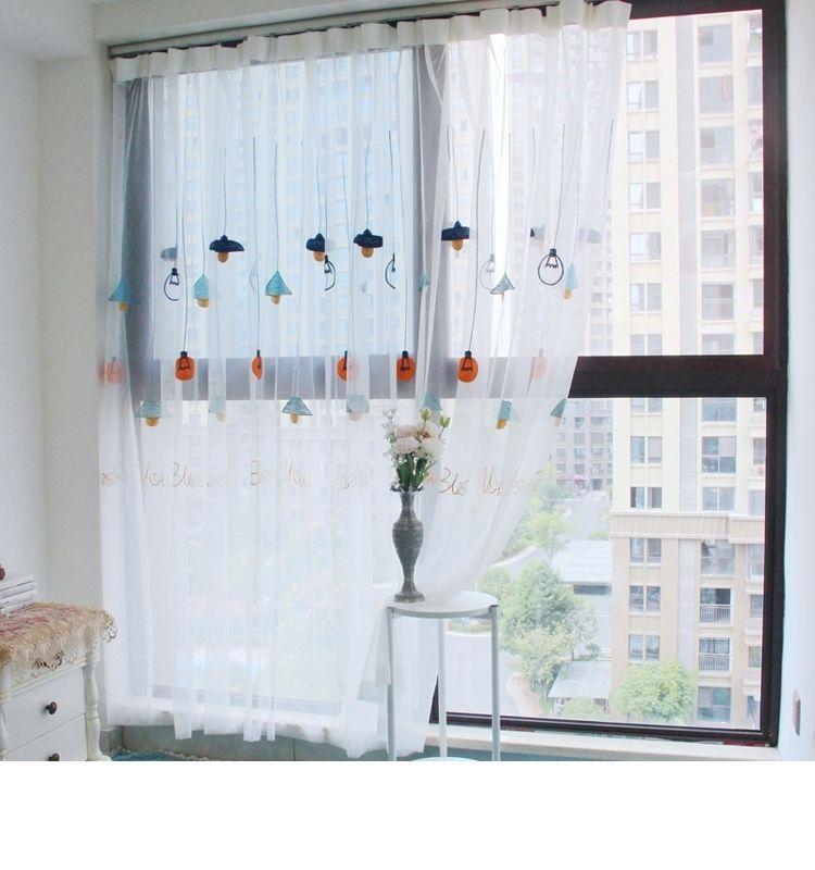 Curtain Finished Window Screen Embroidery Bedroom Balcony Screen Curtain Bay Window Small Short Curtain Partition Door Curtain