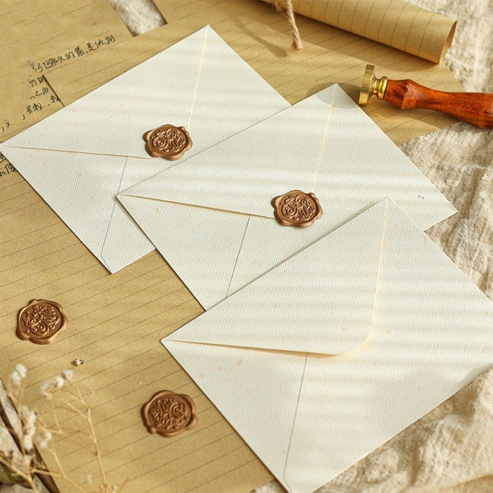 10Pcs Invitation Card Blessing Thank Envelope Linen Texture Greeting Card  Thanksgiving Day
