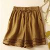 Summer Women Thin Elastic Waist Shorts Female Cotton Linen Casual Shorts Ladies Loose Wide-leg Short Pants