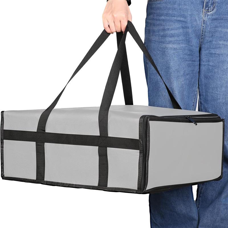 Insulated Pizza Delivery Bag Reusable Food Bag Sturdy with Dual Zippers for Pizzerias Multifunctional Grocery Shopping Bag