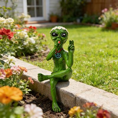 Bords Resin Utomjording Figur Samlarobjekt Prydnader Utomjordingsstaty För Instrumentbräda Inomhus Utomhus Bilinteriör Trädgårdsdekoration
