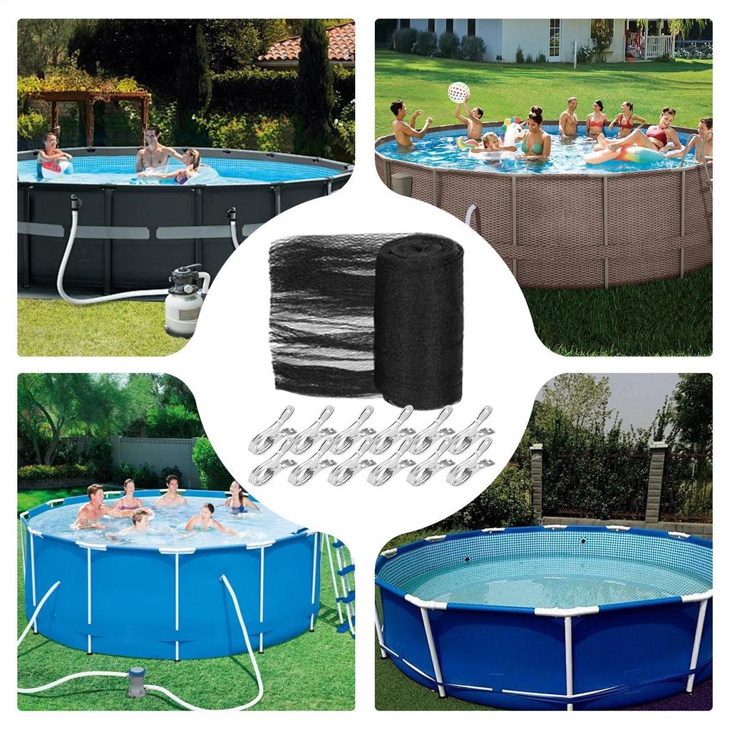 1pcs Swimming Pool Round Cover Water Evaporation Dustproof Outdoor Pool Tub Blanket With 12 Clips Outdoor Pool Accessories