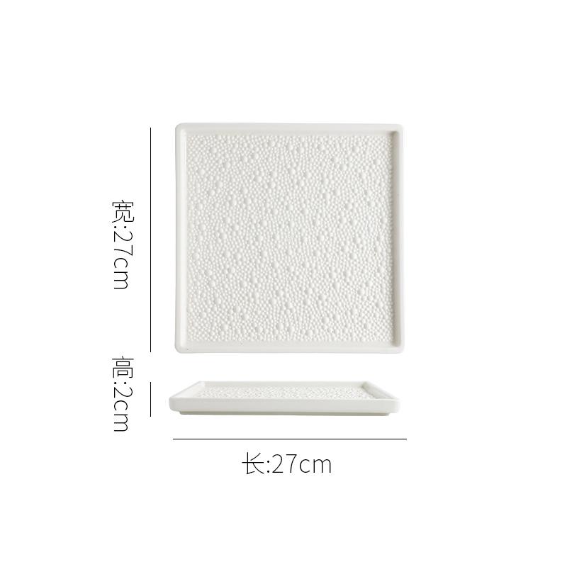 

Чисто-белая перламутровая керамическая прямоугольная тарелка для десерта, суши, стейка, плоские тарелки, креативная посуда для молекулярной кухни