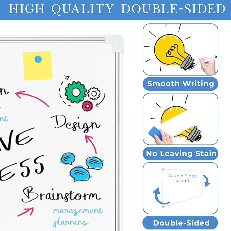 Eduway 30X40 Cms Double Sided White Board With 1 Magnetic Marker Cap Eraser, & 2 Magnet Buttons Dual Side Useable Board 0 белый